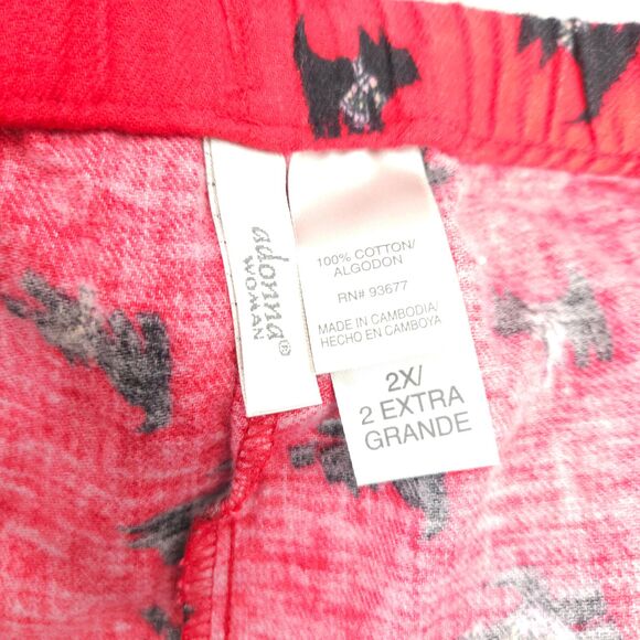 NWT Adonna Womens Size 2X Red Pajama Bottom Pants With Dog Terrier Graphics - Picture 5 of 9